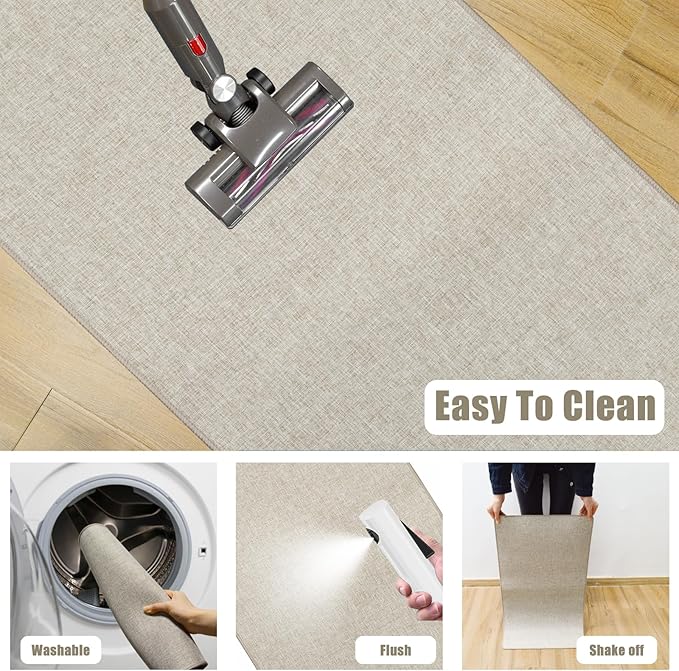 Yancorp 3'x5'Ultra Thin Big Bathroom Rugs,Low Profile Bath Mat Non Slip Fit Under Door Absorbent Shower Rug Washable Large Indoor Door Mat