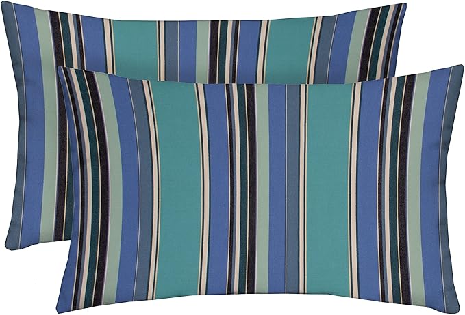 RSH DECOR: Sunbrella Lumbar Throw Pillows Set of 2 | 20" x 12" | Water and Fade-Resistant Performance Fabric | Outdoor Pillow Covers with Down-Alternative Inserts | Dolce Oasis
