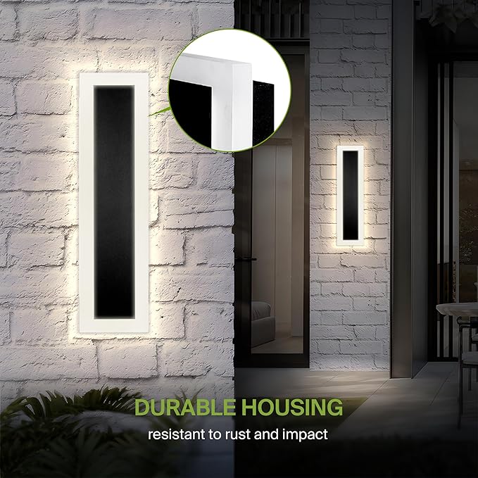 ASD LED 24" Long Wall Mount Light Fixture, Outdoor & Indoor Linear Sconce | 3CCT, Dimmable, Waterproof, Anti-Rust, ETL Listed | 24W 2000LM 3000-5000K 100-277V | Exterior Porch Lighting | Black, 2 Pack