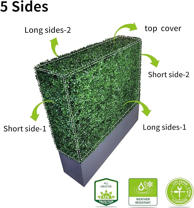 AGPL Upgraded Artificial Boxwood Hedge Wall with Gray Color Planter,Room Divider and Privacy Wall Backdrops Outdoor Privacy Fence for Patio,Balcony,Restaurant,Garden,Party Décor (48" H 48" W 12" D)