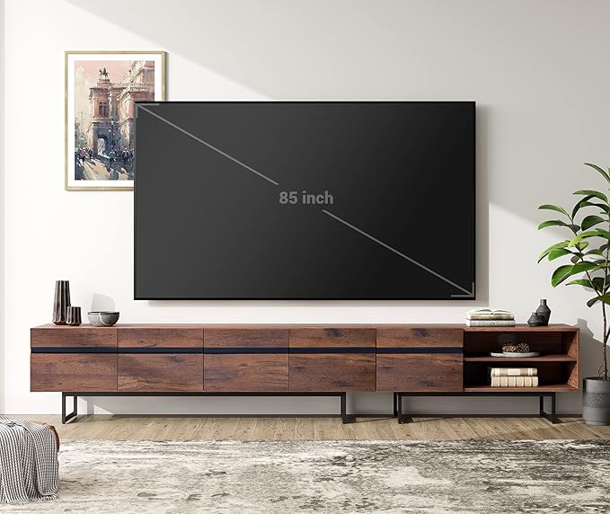 WAMPAT Modern TV Stand for up to 100 inch 2 in 1 Entertainment Center TV Console with Storage Cabinets Media Console for Living Room