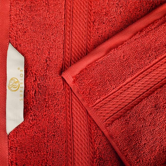 Superior Egyptian Cotton Pile Face Towel/Washcloth Set of 6, Ultra Soft Luxury Towels, Thick Plush Essentials, Absorbent Heavyweight, Guest Bath, Hotel, Spa, Home Bathroom, Shower Basics, Red
