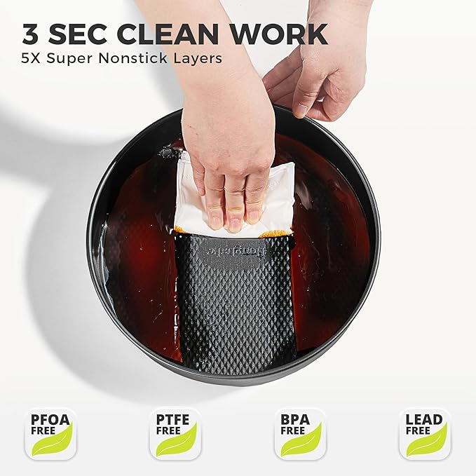 HONGBAKE 9-Piece Baking Pans Set Nonstick, Stackable Non Toxic Bakeware Sets with Diamond Texture, Oven Pan Set for Cooking, Includes Cookie Sheet with Rack, Cake Pan, Roasting Pan, Muffin Tin, Gray