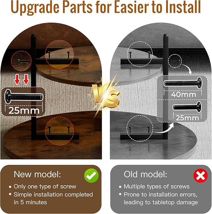 Round Coffee Table, 27.6" Circle Coffee Table for Living Room, 2-Tier Wood Accent Center Table with Open Storage Industrial Design Home Furniture, Rustic Brown