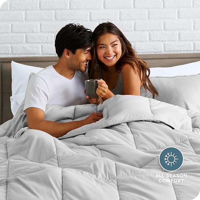 Bare Home Comforter Set - Twin/Twin Extra Long Size - Ultra-Soft - Goose Down Alternative - Premium 1800 Series - All Season Warmth (Twin/Twin XL, Cloud Grey)