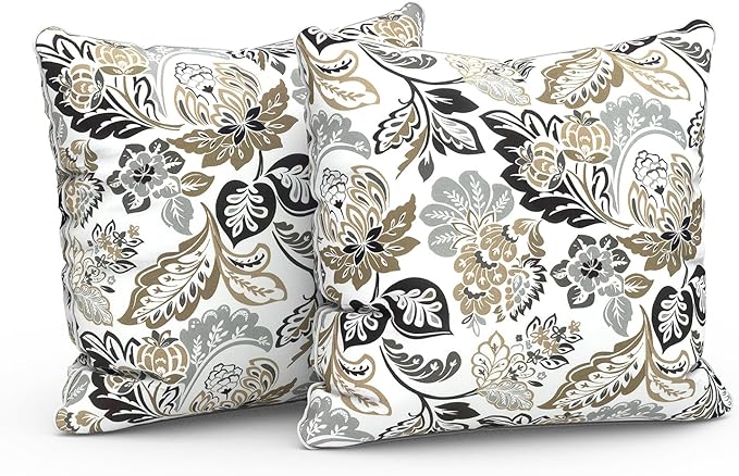 LVTXIII Outdoor Throw Pillows 18x18 Patio Waterproof Square Pillows with Piping Fade Resistant Accent Pillow for Spring Summer Garden Decoration, Set of 2, Dailey Tan