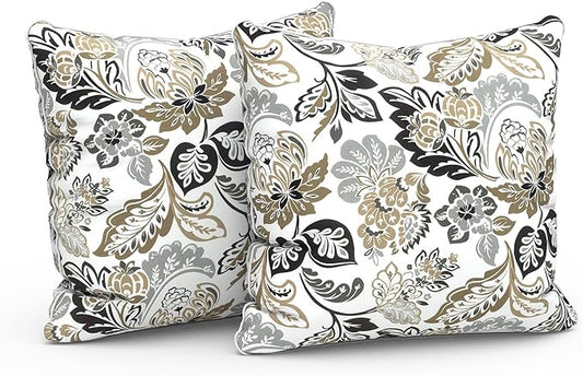 LVTXIII Outdoor Throw Pillows 18x18 Patio Waterproof Square Pillows with Piping Fade Resistant Accent Pillow for Spring Summer Garden Decoration, Set of 2, Dailey Tan