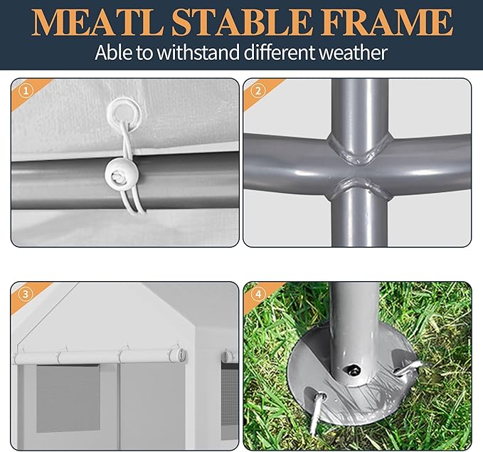 Shintenchi Carport 12' x 20' Heavy Duty Portable Garage, Car Port Canopy with Side-Opening Removable Door & Roll-Up Windows, Car Canopy for Truck,Car,Boat,Motorcycle,White