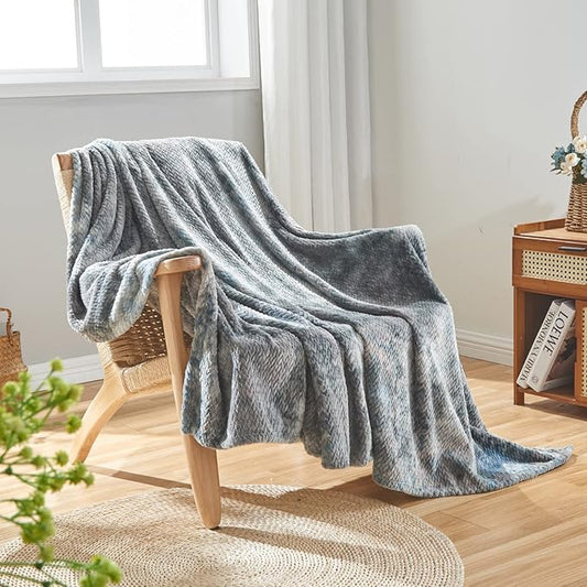NEWCOSPLAY Super Soft Throw Blanket Multi Grey Premium Silky Flannel Fleece Leaves Pattern Lightweight Bed Blanket All Season Use (Multi Grey, Throw(50"x60"))