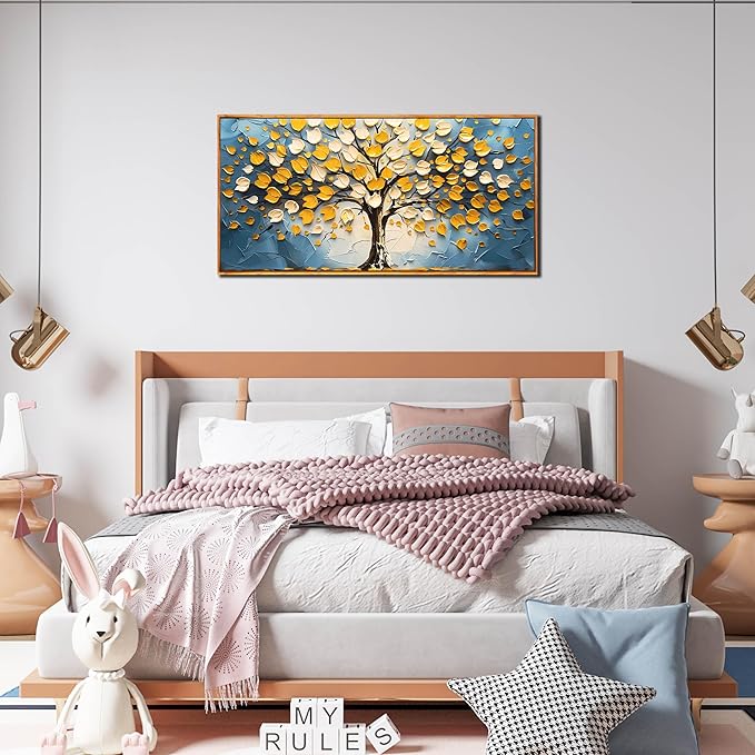 Tree Canvas Wall Art for Living Room - Modern Pictures Wall Art for Office - Wooden Framed Wall Art for Bedroom Size 20" x 40"