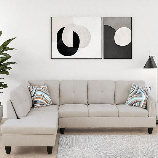 L Shaped Couch, Modular Sectional Sofa with Chaise, Modern Modular Sofas Furniture Sofa Couches for Living Room/Apartment/Office/Bedroom, Light Grey