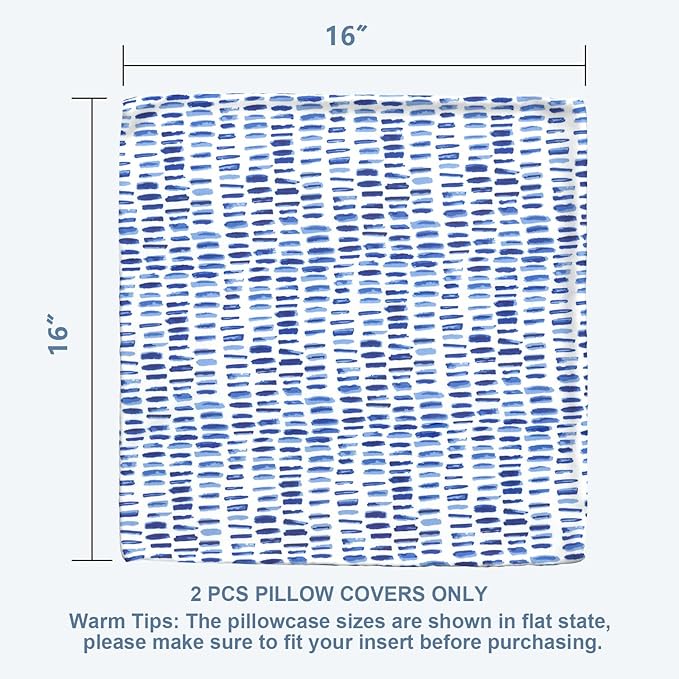 LVTXIII Outdoor Throw Pillow Covers 16 x 16 Inch, Covers ONLY Modern Cute Pattern Decorative Square Toss Pillow Case Pack of 2 for Home Patio Garden Sofa Bed Furniture, Pebble Blue
