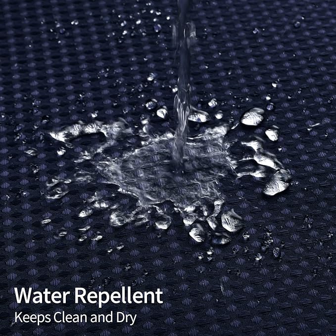 MitoVilla No Hooks Required Navy Blue Waffle Shower Curtain Set with Snap-in Liner, Modern Heavyweight Fabric Shower Curtain for Hotel Grade Spa-Like Bathroom Decor, 72 x 74