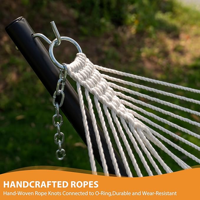 Lazy Daze Hammocks Quick Dry Hammock with Spreader Bar 2 Person Double Hammock with Chains Outdoor Outside Patio Poolside Backyard Beach 450 lbs Capacity, Blue Green Stripes