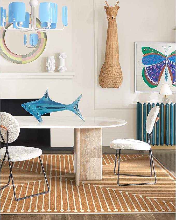 RUGGABLE x Jonathan Adler Machine Washable Modern Area Rug – Inkdrop Copper 5x7, Stain-Resistant, Non-Slip – Medium Rugs for Living Room, Bedroom, Hallway, Entryway & Office–with Cushioned Pad