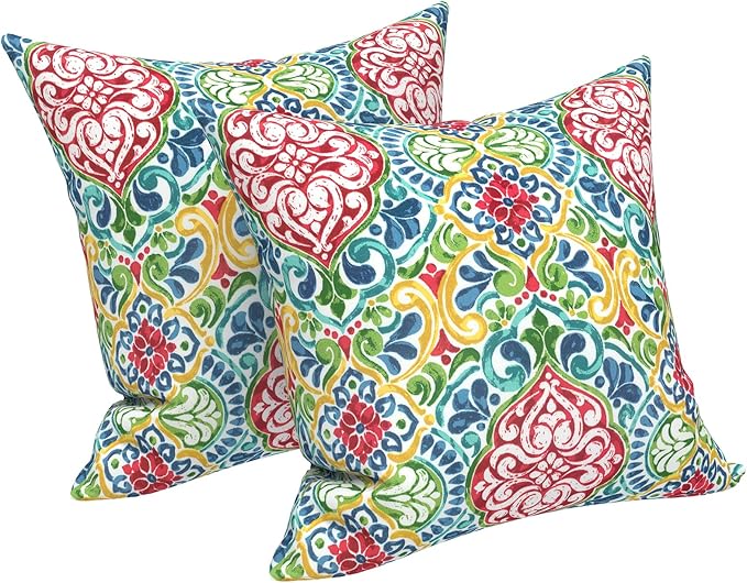 LVTXIII Outdoor Throw Pillow Covers 20 x 20 Inch, Covers ONLY Modern Cute Pattern Decorative Square Toss Pillow Case Pack of 2 for Home Patio Garden Sofa Bed Furniture, Damask Red