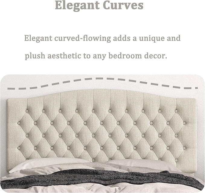 Queen Headboard Only, Upholstered Headboard Queen for Adjustable Bed Linen Tufted Queen/Full Size Wall Mounted Head Board with Solid Wood Legs Head Board, Ivory
