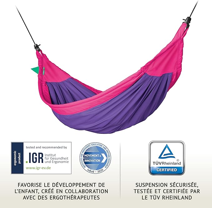 LA SIESTA Moki Kids Hammock for Indoor & Outdoor Play, Easy-to-Clean Materials, Super Soft Cotton, Ages 3-12, Max 175 Lbs, Lily