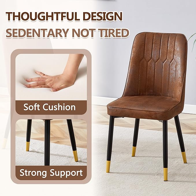 45 Inch Round Dining Table Set for 6, 7 Piece Kitchen Table and Chairs Set, Wooden Table with Walnut Finish, Small Space Dining Set for Apartment or Dining Room