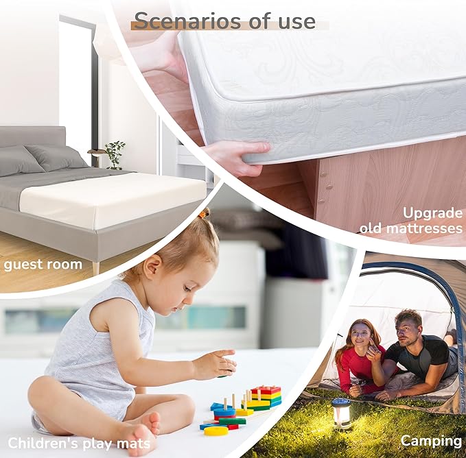 4 Inch Full Mattress Topper, Memory Foam Mattress Topper, Premium Soft Topper for Back Pain, Bed Topper with Removable Soft Cover