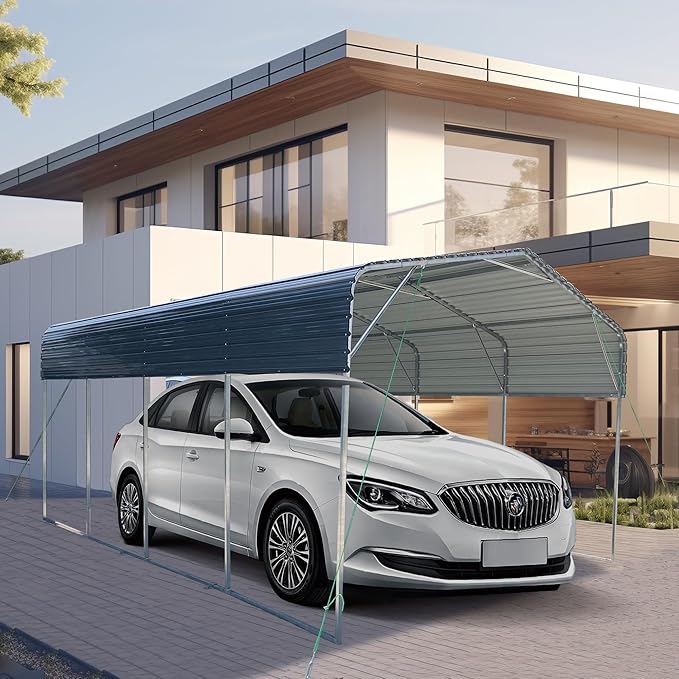 11x19 FT Metal Carport, Heavy Duty with Galvanized Steel Roof for Carport Camping Garden Wedding BBQ Commercial