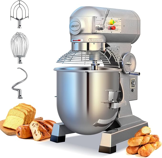 20Qt Commercial Food Mixer with Timing Function,1100W Commercial mixer 3-Speed Adjustable Heavy Duty, Electric Stand Food Mixer with Stainless Steel Bowl for Bakery Pizzeria. (Standard)