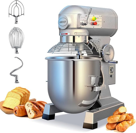 20Qt Commercial Food Mixer with Timing Function,1100W Commercial mixer 3-Speed Adjustable Heavy Duty, Electric Stand Food Mixer with Stainless Steel Bowl for Bakery Pizzeria. (Standard)