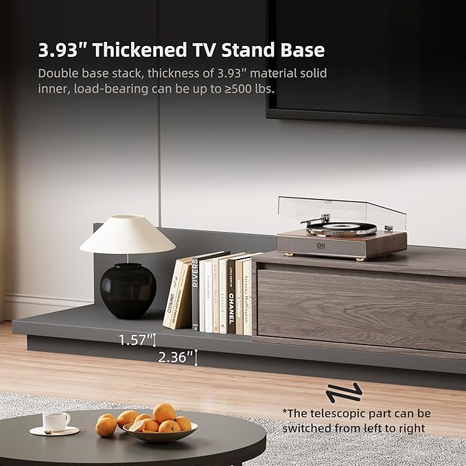 Adjustable TV Stand with 3 Drawers - Mid-Century Modern Extendable Entertainment Center for Living Room or Bedroom(78.7–130"), Stylish Black Walnut Media Console