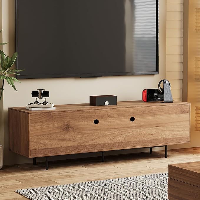 70.87″ Mid Century Modern Walnut TV Stand with Grille Doors, Storage Cabinets,Entertainment Center for TVs Up to 80",Media Console for Living Room or Bedroom