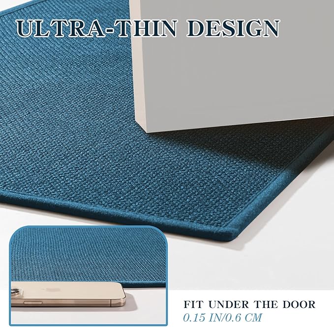 chakme Bathroom Rugs Mat 59x24, Ultra Thin Non Slip Bath Mat Large Quick Dry Absorbent Bath Mat for Bathroom Floor, (Dark Blue, 59"x24")