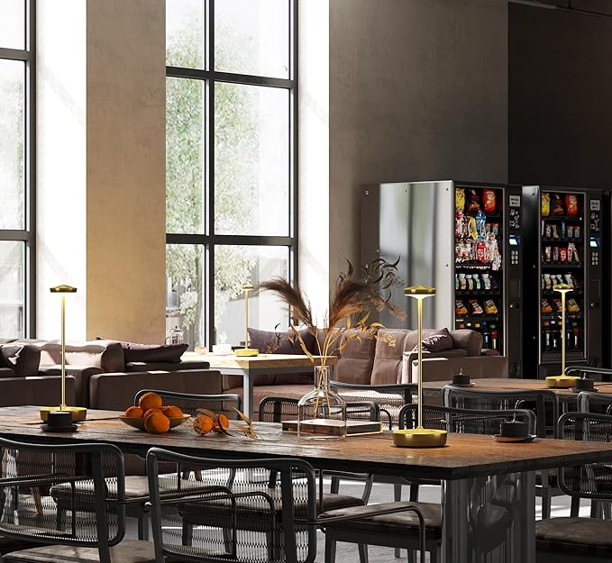 Cordless Table Lamp Rechargeable 2Pack - LED Battery Table Light with 3 Color Temperatures, Stepless Dimming, Waterproof Aluminum for Indoor Outdoor, Patio, Restaurant, Dinner (Brushed Gold)