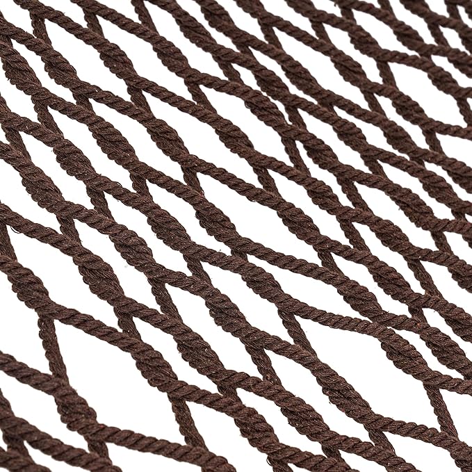 Lazy Daze Hammocks Double Rope Hammock, 2 Person Traditional Outdoor Hand Woven Cotton Rope Hammock with Spreader Bar, Chains, Tree Straps for Patio Yard - Max 450 Lbs, Dark Brown