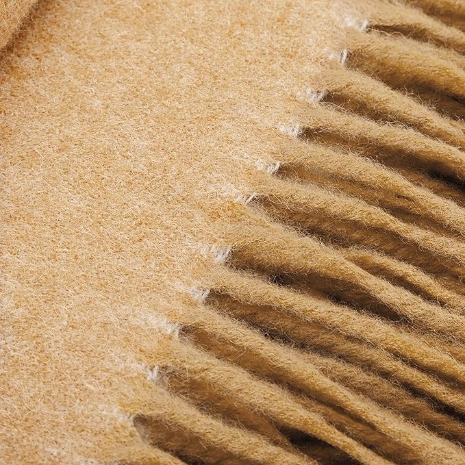 Spencer & Whitney Wool Throw Blankets - Soft, Lightweight Cashmere Wool, Yellow Throws for Twin Couch