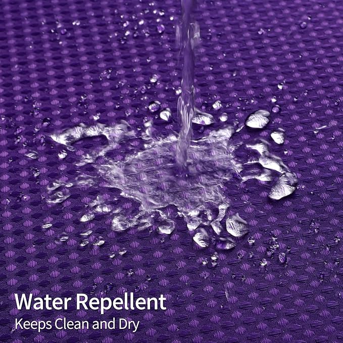 MitoVilla Extra Long Shower Curtain Set with Snap-in Liner, Purple 86 inch XL Waffle Fabric Shower Curtains for Luxury Hotel Grade & Spa-Like Bathroom Decor, No Hooks Needed