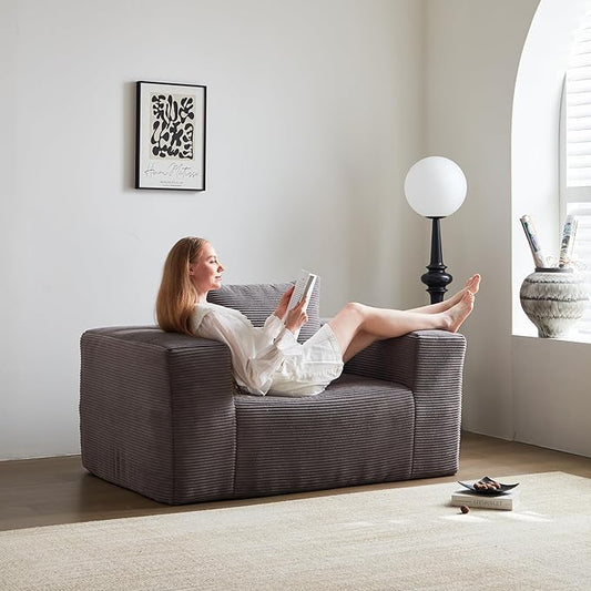 Single Sofa Chair - Oversized Lounge Armchair,Singgle Couch Soft Foam Cushion, Cozy Reading Chair for Living Room & Bedroom for Living Room Bedroom,No Assembly,Grey
