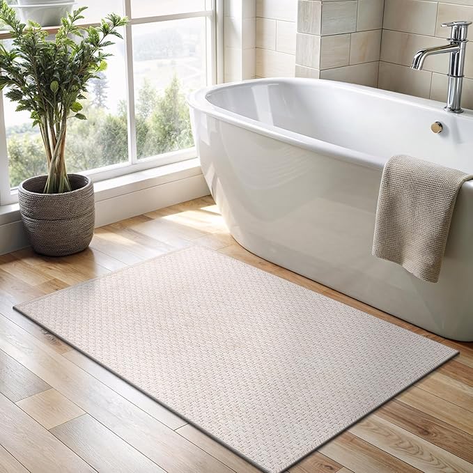 CAMILSON Easy Jute Rug 2x3, Indoor Outdoor Off-White Farmhouse Area Rugs for Living Room and Kitchen Rug, Solid Woven Design, Easy-Cleaning, Washable Outside Carpet Alfombras (2 x 3)