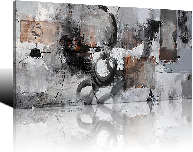Pogusmavi Large Wall Art Abstract Black And Grey Canvas Wall Art Living Room Wall Decor Paintings Decorations Modern Wall Decor for Bedrooms Framed Artwork for Walls 29×58in