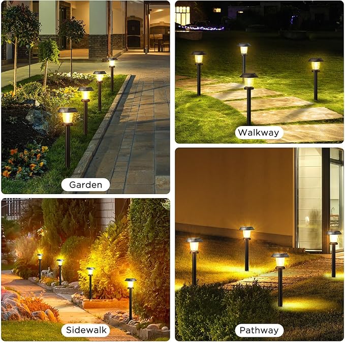 ALEPOD Solar Pathway Lights Outdoor - 8 Pack Solar Powered Garden Lights Waterproof, Decor Landscape Lighting with Three Lighting Modes for Yard, Lawn, Walkway, Driveway, Warm White