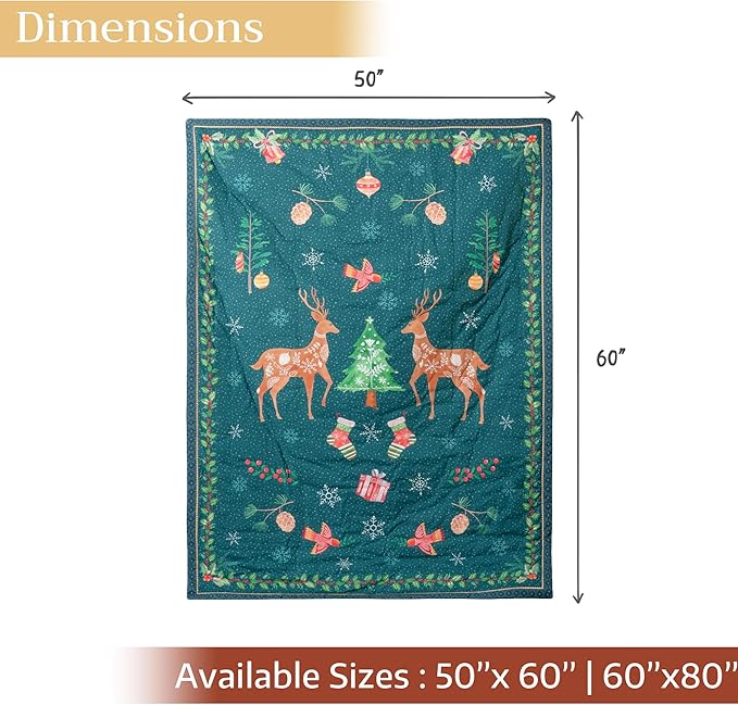 Maison d' Hermine Throw Blanket for Couch Lightweight Soft Warm Breathable Cotton Throw Blankets for Bed Girls Boys Women Men Gifts Sofa Travel Living Room Chair Bedding (50"x60", Hygge Christmas)