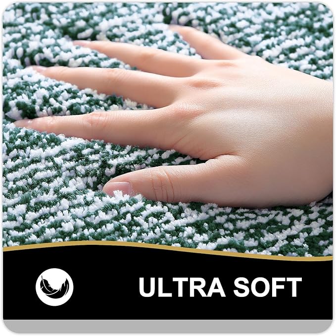 OLANLY Bathroom Rugs 30x20, Extra Soft and Absorbent Microfiber Bath Mat, Non-Slip, Machine Washable, Quick Dry Shaggy Bath Carpet, Suitable for Bathroom Floor, Tub, Shower (Medium, Blackish Green)