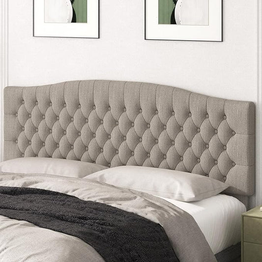 King Headboard Only, Upholstered Headboard King for Adjustable Bed Linen Tufted Calking Size Wall Mounted Head Board with Solid Wood Legs Head Board, Linen