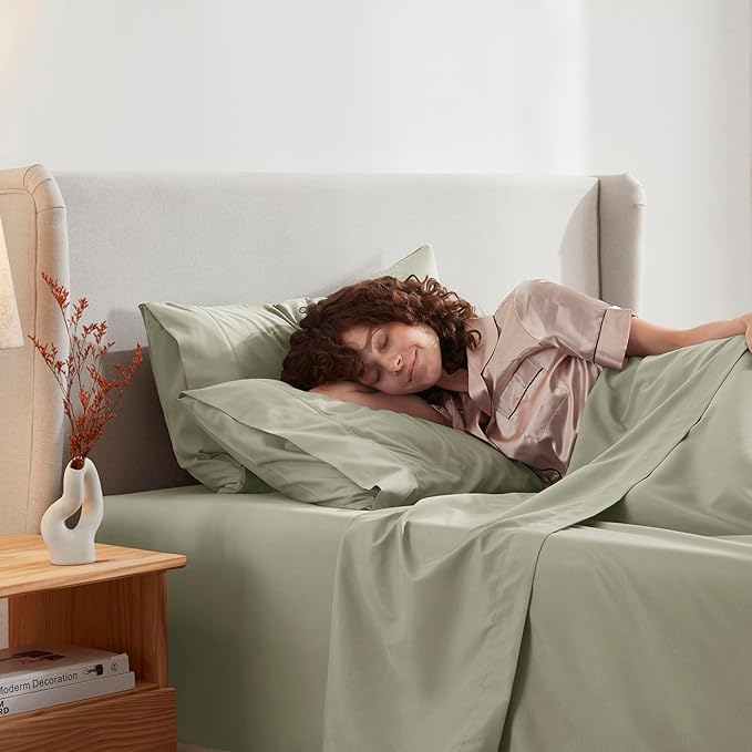 Nestl King Sheet Set - Luxury 1800 Ultra-Soft Microfiber King Bed Sheets - Double Brushed - Deep Pockets - Easy Fit - 4 Piece Set - Bedding Sheets & Pillowcases (King, Light Green)