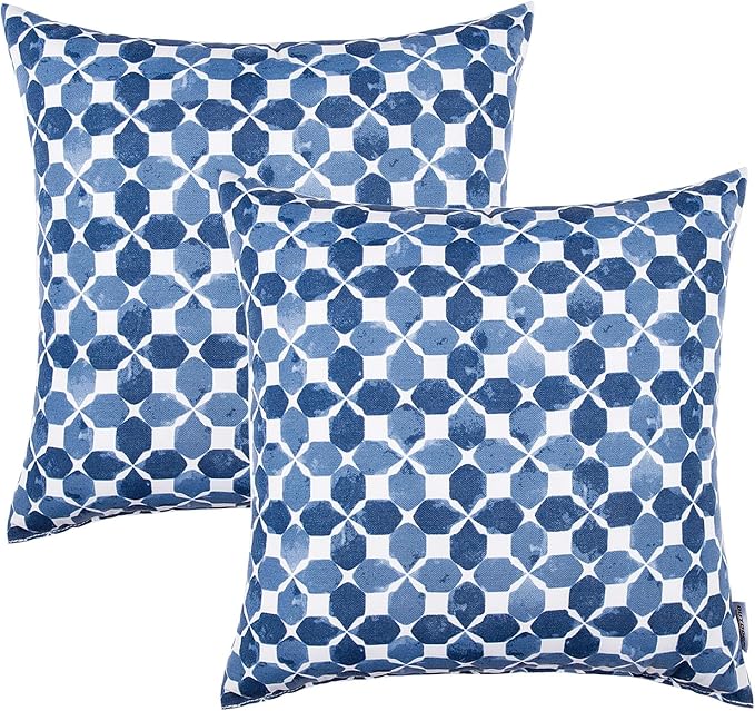 Outdoor/Indoor Throw Pillows, Pack of 2 Waterproof Decorative Throw Pillows with Inserts, 18”x18” Square Pillows for Bed, Couch, Sofa and Patio Furniture