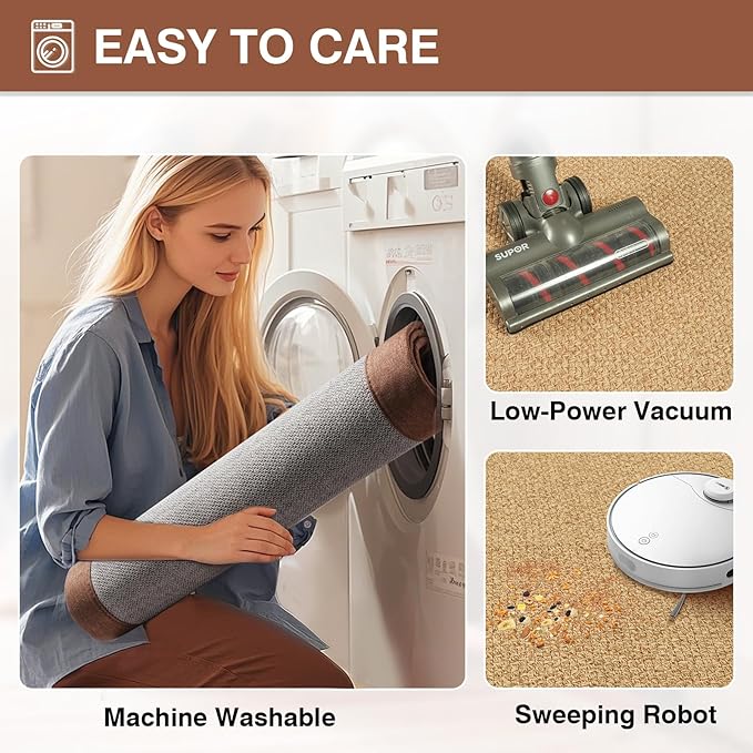 Ultra Thin Quick Dry Bathroom Rugs Mat 24x35, Non Slip Bath Mat for Bathroom Absorbent Bathroom Mat Floor Rubber Backed Fit Under Door, Woven Washable Bath Rugs, Brown