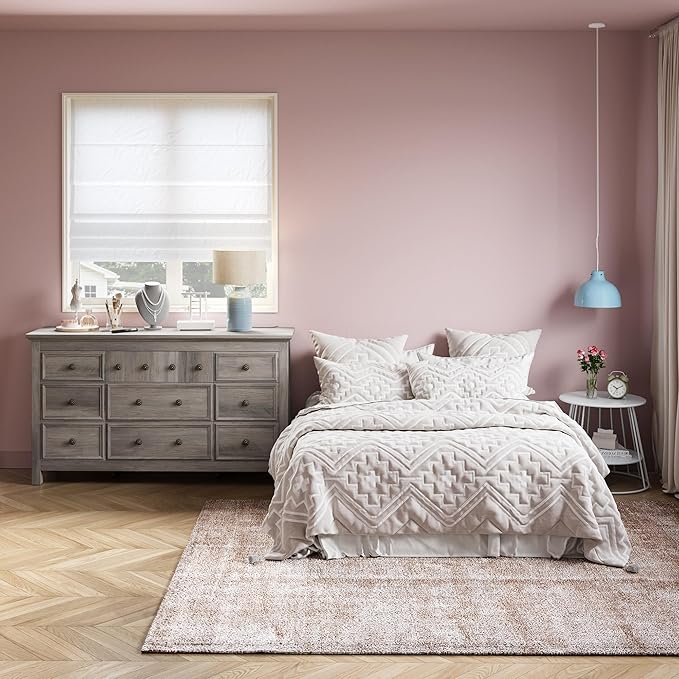 LGHM Long Dressers for Bedroom, Large 9 Drawers Dresser, Chests of Drawers TV Stands, Sturdy and Stable Storage Organizer - Thick Support Legs Design, 6" Deep Drawer for Bedroom,Living Room, Gray