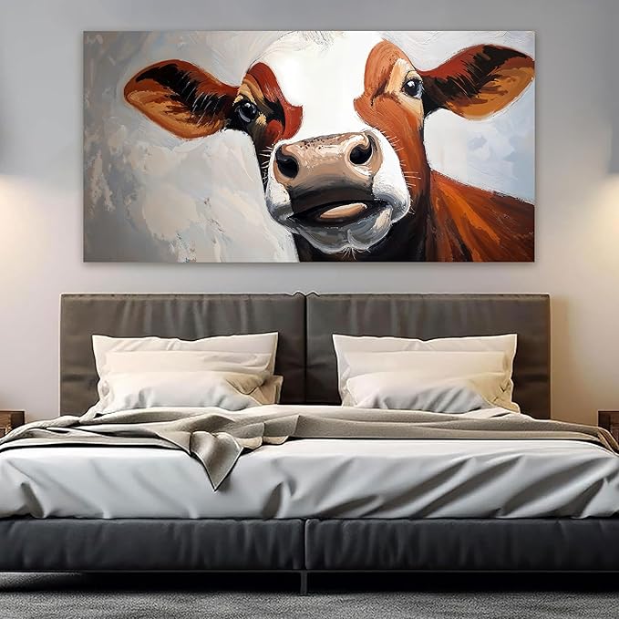 Canvas Wall Art Decor Canvas Large Abstract Living Room Decor Wall Highland Cow Black And White Wall Art Modern Abstract Wall Art Canvas Print Work For Home Kitchen Office Wall Decor 24" X 48"
