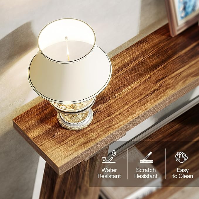 Tribesigns 70.9 Inches Extra Long Sofa Table Behind Couch, Industrial Entryway Console Table with Storage for Hallway, Entry, Living Room, Dark Walnut Brown