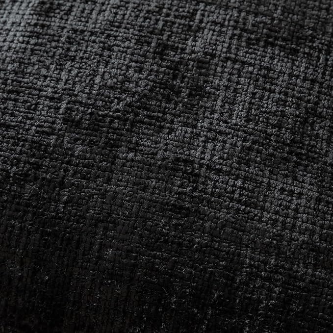 Yaertun Pack of 2 Chenille Textured Decorative Throw Pillow Covers Accent Solid Cushion Cover Soft Cozy Pillow Case with Velvet Back for Couch Sofa Bed Living Room 20x20 Inch Black