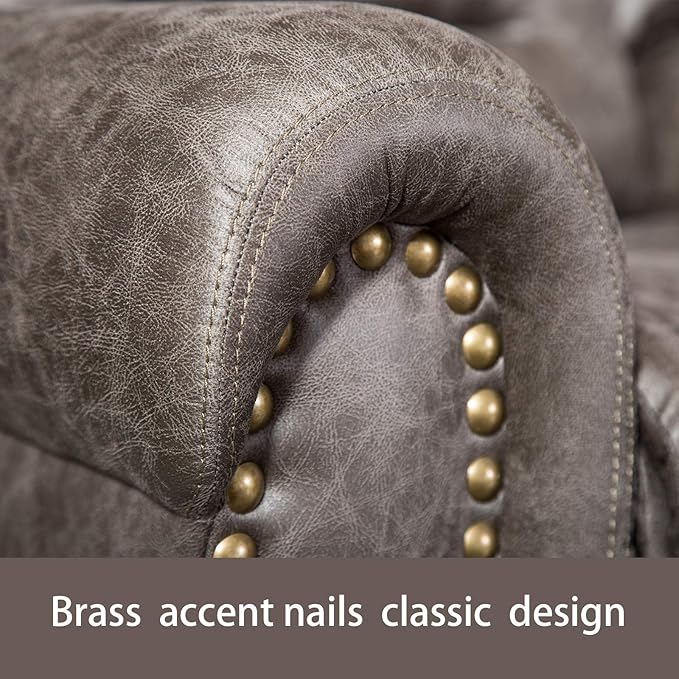 ANJ Electric Recliner Chair W/Breathable Bonded Leather, Classic Single Sofa Home Theater Recliner Seating W/USB Port (Smoky Gray)