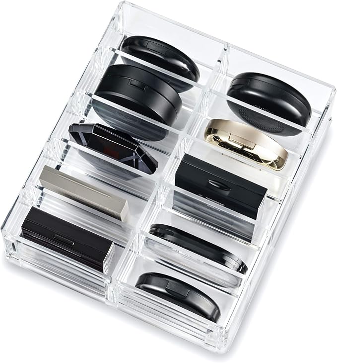 BY ALEGORY Acrylic Makeup Compact Organizer Large Drawer Display Case Storage for Blush Bronzer Powder Beauty Cosmetic Refillable Container Tray (2)